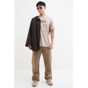 Tricou de bumbac cu decolteu la baza gatului