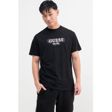 Tricou de bumbac cu decolteu la baza gatului