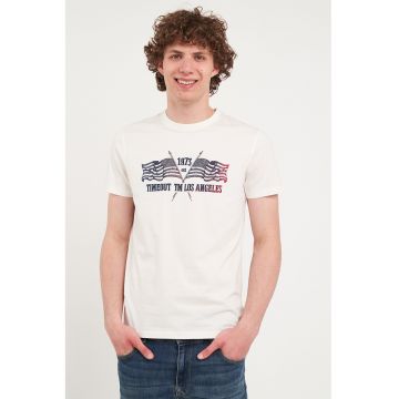 Tricou din bumbac cu decolteu la baza gatului