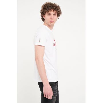 Tricou din bumbac cu decolteu la baza gatului