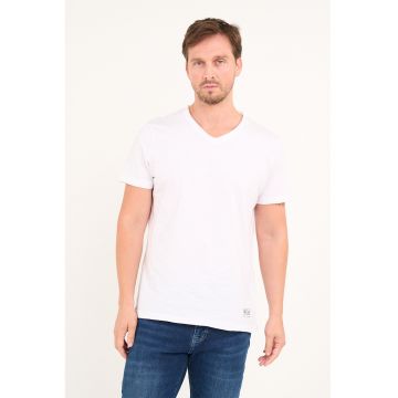 Tricou uni cu decolteu in V