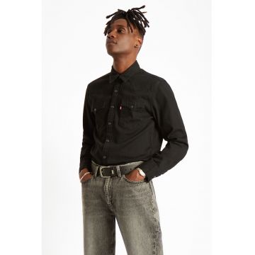 Camasa de denim cu buzunare pe piept Barstow - Negru