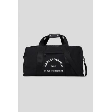 Geanta duffle de pana cu imprimeu logo