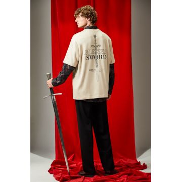 Medicine tricou din bumbac culoarea bej, cu imprimeu