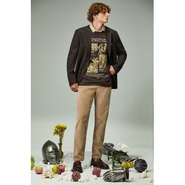 Medicine tricou din bumbac culoarea maro, cu imprimeu