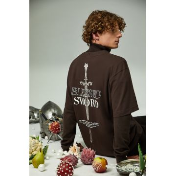 Medicine tricou din bumbac culoarea maro, cu imprimeu