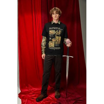 Medicine tricou din bumbac culoarea negru, cu imprimeu