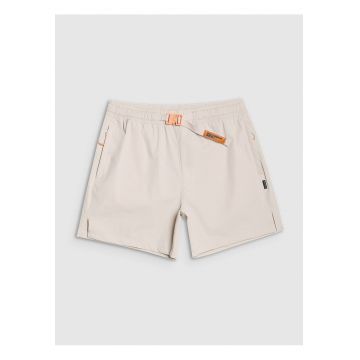 Pantaloni scurti barbati  bej - material elastic - 4Way Stretch - cu buzunare fermoar -