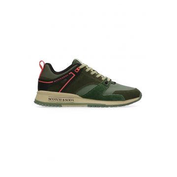 Pantofi sport de piele si piele intoarsa cu garnituri de plasa