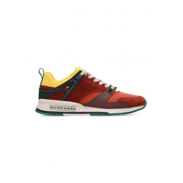 Pantofi sport low-cut de piele si piele intoarsa