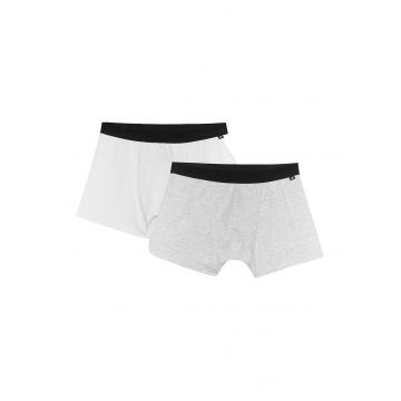 Set 2 perechi de boxeri bumbac/elastan - talie elastica - gri/alb Set 2 perechi de boxeri bumbac/elastan - talie elastica - gri/alb