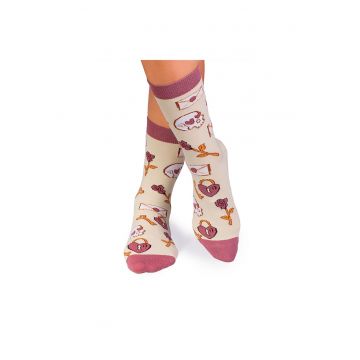 Sosete bumbac Colour Cotton Socks ST VALENTINE'S DAY Ecru