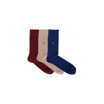 Sosete bumbac organic - cu dungi 98% COTTON RICH Box 3 Bordeaux-Beige-Jeans