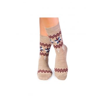 Sosete calduroase din lana merino Snow Bej -