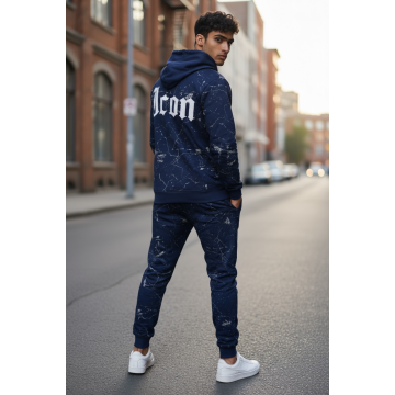 Trening barbati slim fit bleumarin  Pantaloni + Hanorac  13380