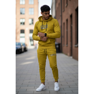 Trening barbati slim fit galben  Pantaloni + Hanorac  13410