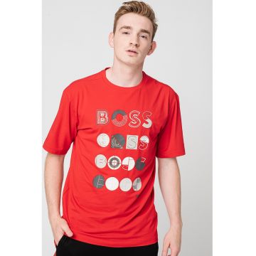 Tricou relaxed fit cu imprimeu logo contrastant