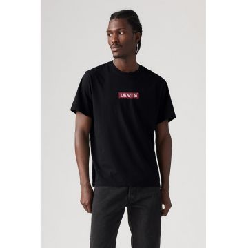 Youth Tricou cu decolteu la baza gatului si imprimeu logo