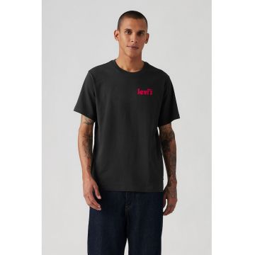 Youth Tricou cu decolteu la baza gatului si imprimeu logo
