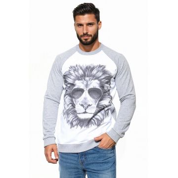 Bluza de trening cu decolteu la baza gatului si imprimeu grafic