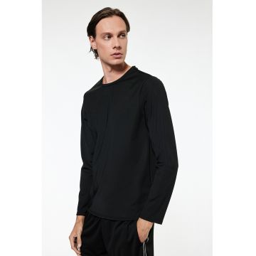 Bluza de trening cu decolteu la baza gatului si model uni