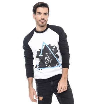 Bluza de trening de bumbac cu imprimeu si maneci raglan
