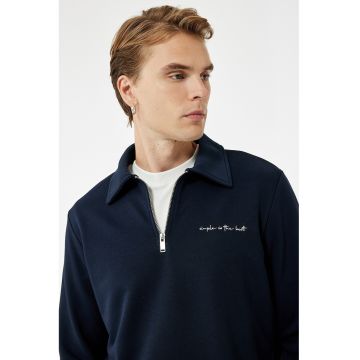Bluza de trening polo cu fermoar scurt