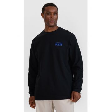 Bluza  Oversized cu maneca lunga - imprimeu Coffee Ride - negru - bumbac/poliester