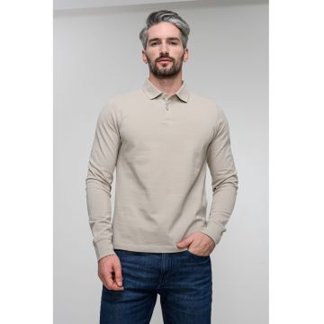 Bluza polo de bumbac - Maro nisip