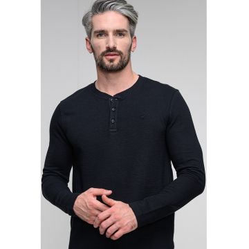 Bluza regular fit cu decolteu henley Atchison