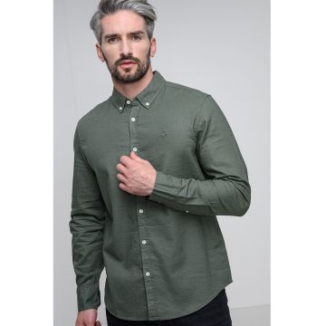Camasa din amestec de bumbac cu model uni Rawlins