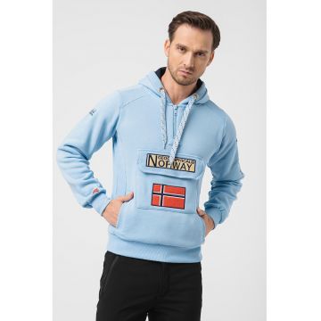 Hanorac cu snur si logo brodat Gymclass - Albastru deschis