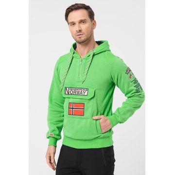 Hanorac cu snur si logo brodat Gymclass - Verde