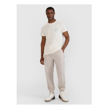 Pantaloni barbati  bej - oversize - material ripstop - elastic 4Way Stretch - cu buzunare cu fermoar -