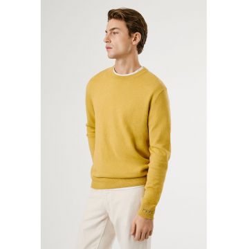 Pulover uni cu margini striate