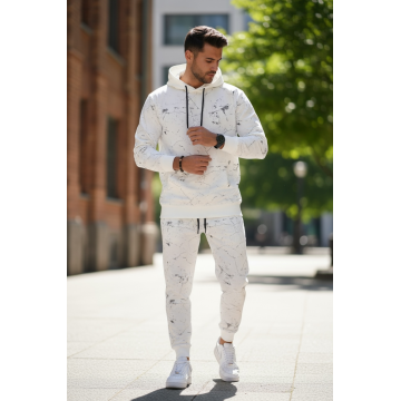 Trening barbati slim fit alb   Pantaloni + Hanorac  13420
