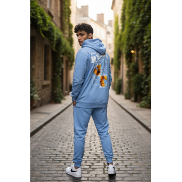 Trening barbati slim fit blue  Pantaloni + Hanorac  13360