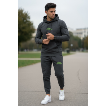 Trening barbati slim fit gri inchis  Pantaloni + Hanorac  13370 30-1