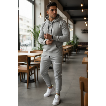Trening barbati slim fit gri  Pantaloni + Hanorac  13390