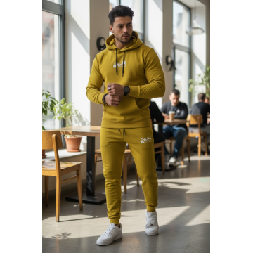 Trening barbati slim fit mustar  Pantaloni + Hanorac  13360