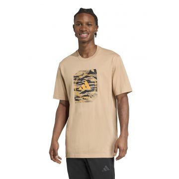 Tricou cu decolteu la baza gatului si imprimeu logo