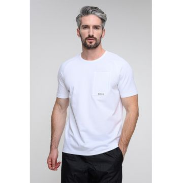 Tricou cu logo si decolteu rotund