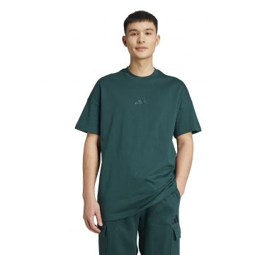Tricou de bumbac cu decolteu la baza gatului