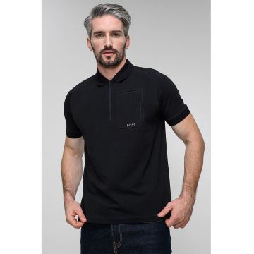 Tricou polo cu fenta cu fermoar