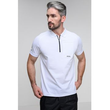 Tricou polo cu fenta cu fermoar
