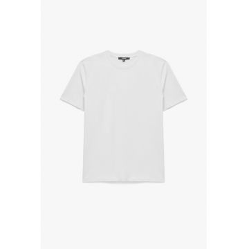 Tricou uni de bumbac cu decolteu la baza gatului