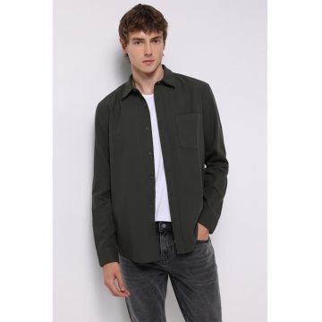 Camasa din bumbac cu model uni si nasturi Camasa din bumbac cu model uni si nasturi