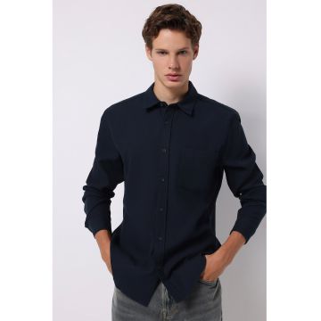 Camasa din bumbac cu model uni si nasturi Camasa din bumbac cu model uni si nasturi