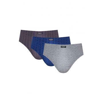Chiloti tip slipi barbati  Classic set de 3 perechi Gri - albastru - maro Chiloti tip slipi barbati  Classic set de 3 perechi Gri - albastru - maro