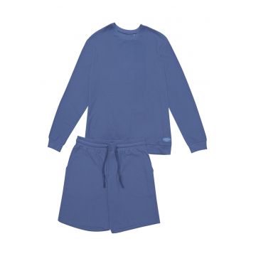 Pijamale barbati -  Bumbac - Albastru deschis - cu pantaloni scurti Pijamale barbati -  Bumbac - Albastru deschis - cu pantaloni scurti